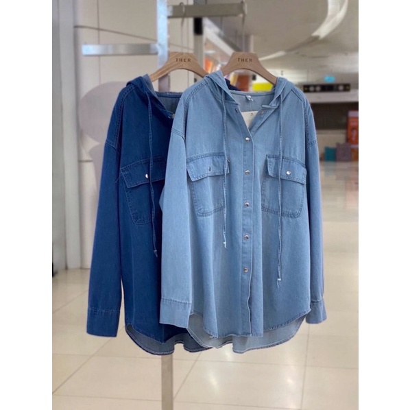 ทักก่อนสั่ง-เสื้อเชิ้ตยีนส์แต่งฮู้ด-oversize-อก-46-ther