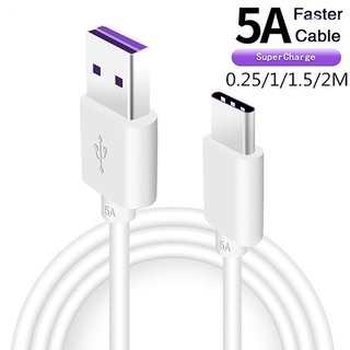 SABUY 5A Type C 1M สำหรับ Samsung S20 S9 S8 Xiaomi Huawei P30 Pro Fast Charge สายชาร์จโทรศัพท์มือถือสีขาวสาย USB ชาร์จ