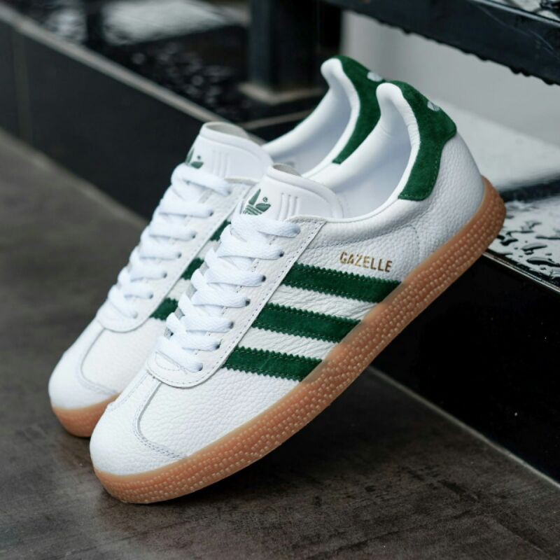 รองเท้าผ้าใบ-adidas-gazelle-สีขาวเขียว