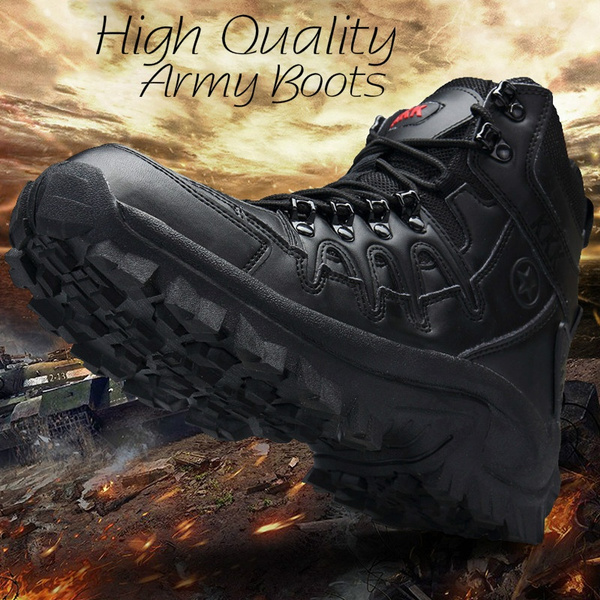 New Mens Military Tactical Boots Full Grain Leather Police Duty Water ...