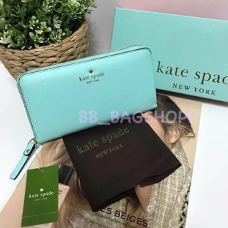 Kate Spade Saffiano Leather Ziparound Walle (outlet) สีเขียวอ่อน