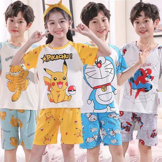 Chomkids Shop ชุดนอนเด็กลายการ์ตูนแบบน่ารักนื้อผ้านิ่มใส่สบาย100cm-150cm พร้อมส่งจากไทย