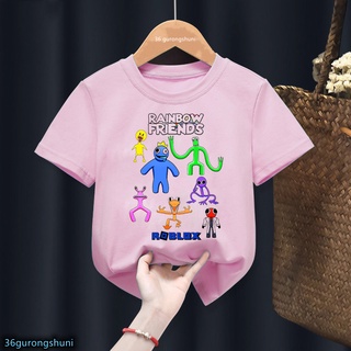 ใหม่ YouTube เสื้อยืดแขนสั้น พิมพ์ลายการ์ตูนเกม Roblex Rainbow Friends สีชมพู สําหรับเด็กผู้ชาย และเด็กผู้หญิง