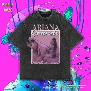 สีม่วงหมอกควัน "Ariana Grande Thank U, Next!" เสื้อยืด ขนาดใหญ่ | หินล้างทําความสะอาด | เสื้อยืด Ariana Grande | เสื้อยื