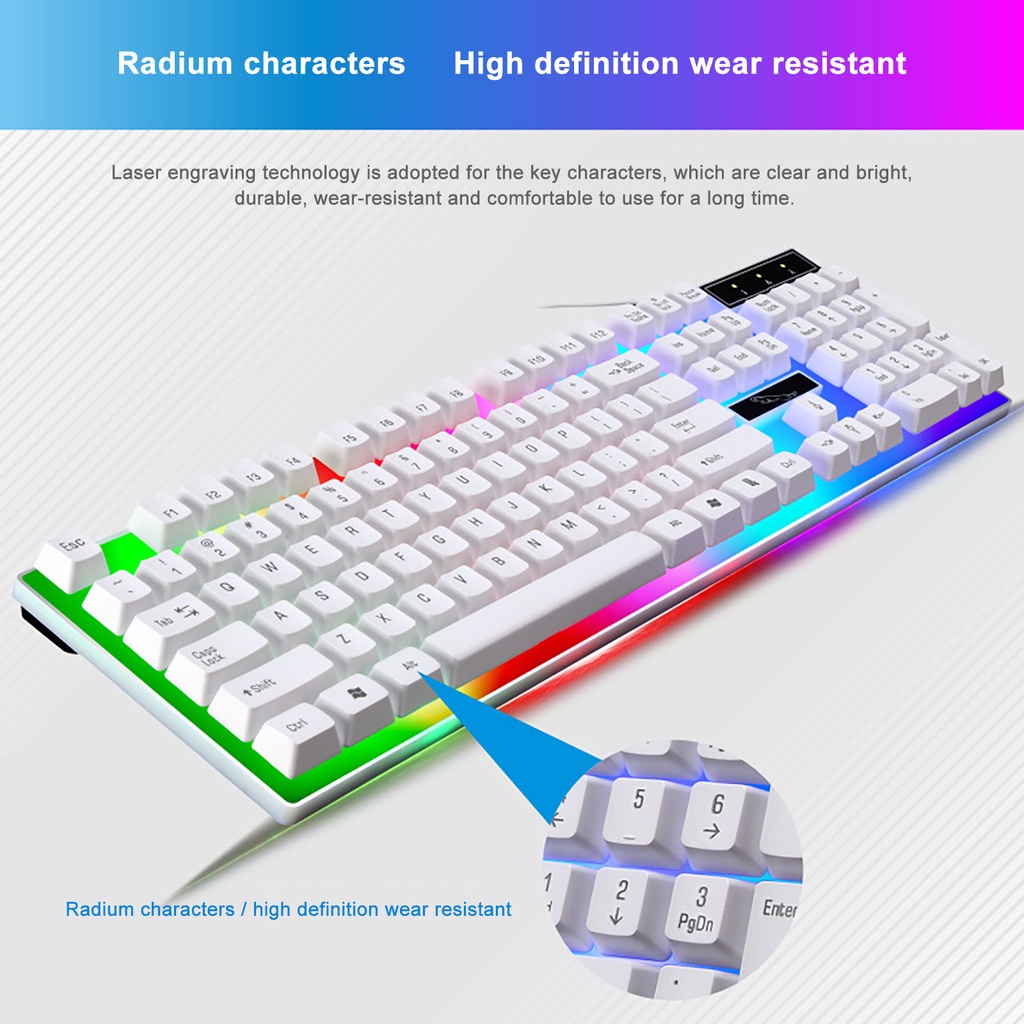ภาพสินค้าแป้นพิมพ์เกม Punk Gaming Keyboard Mouse Combo Set LED RGB Backlight สีสันสดใสคีย์บอร์ด คีบอร์ดเกมมิ่ง USB เรืองแสงกันน้ำ จากร้าน yoyo_2020. บน Shopee ภาพที่ 6