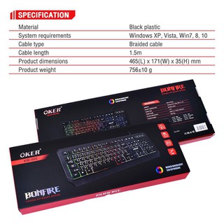 OKER KM-998 Bonfire Gamiong Keyboard คีย์บอร์ดเกมมิ่ง