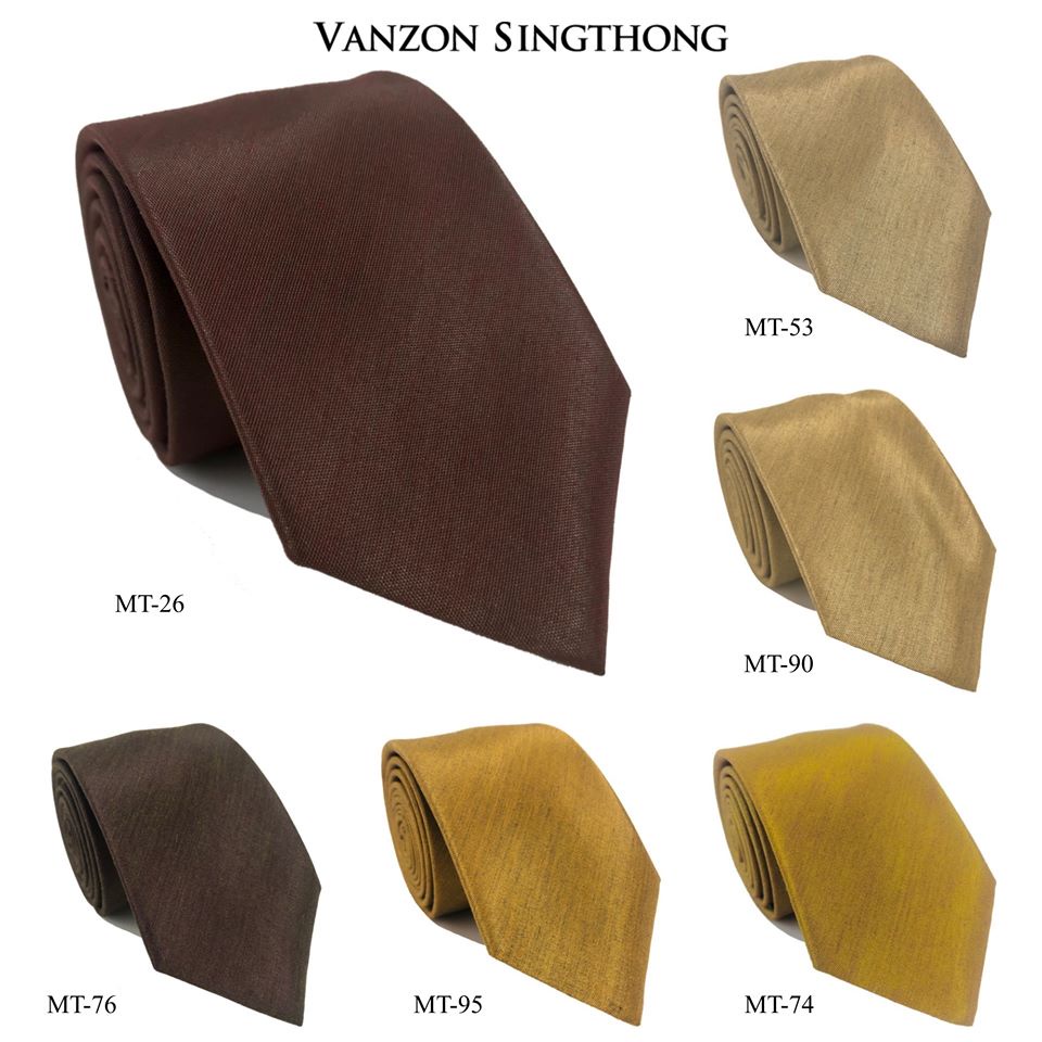ภาพหน้าปกสินค้าเนคไทผ้าไหมเทียม ผ้ามันเงา โทนสีทอง สีน้ำตาล By Vanzon Singthong