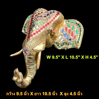 หัวช้างแกะสลัก หัวช้างสีทอง ช้างมงคล งานฝีมือ แกะสลัก เสริมอำนาจ วาสนา บารมี Hand Carft Head Elephant Symbolic of Power