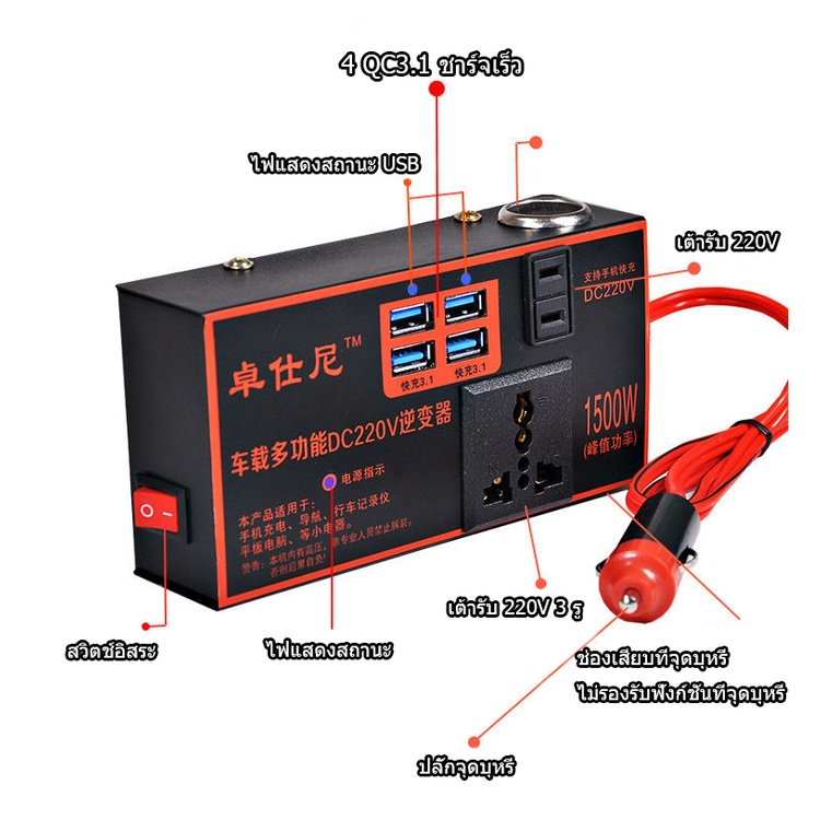 อินเวอร์เตอร์รถยนต์มัลติฟังก์ชั่น-200wรถยนต์พาหนะเครื่องแปลงไฟdc-12v-24v-to-ac-220vเครื่องแปลงไฟชาร์จในรถยนต์