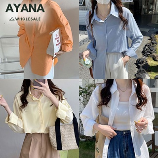 เสื้อเชิ้ตโอเวอร์ไซส์ -Oversize- สีสดใส สไตล์เกาหลีน่ารัก เสื้อยืดนิ่มเเขนยาวสีสวย ผ้าดีใส่สบายไม่อึดอัด เสื้อเชิ้ต