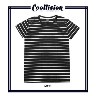 Coollision เสื้อยืดลายทาง ขาวดำ (S036)