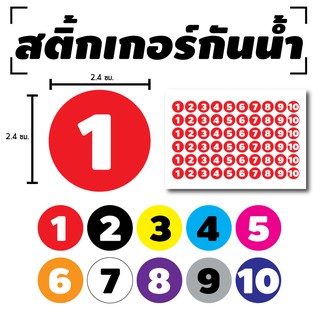 สติ้กเกอร์กันน้้ำ ติดประตู,ผนัง,กำแพง (ตัวเลข 1-10) 60 ดวง [รหัส C-031] มีหลายสี