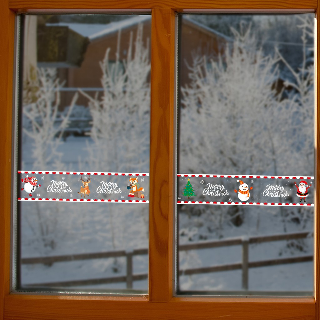 wuxiang-สติกเกอร์กระจกหน้าต่างไฟฟ้าสถิตย์-ลายคริสต์มาส