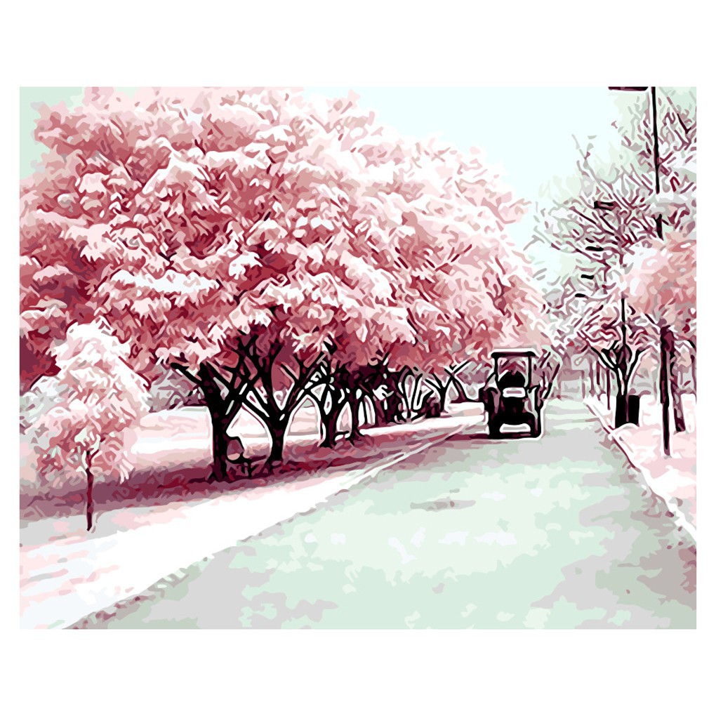 ภาพวาดสีน้ำมันรูปดอกซากุระสำหรับตกแต่งบ้าน