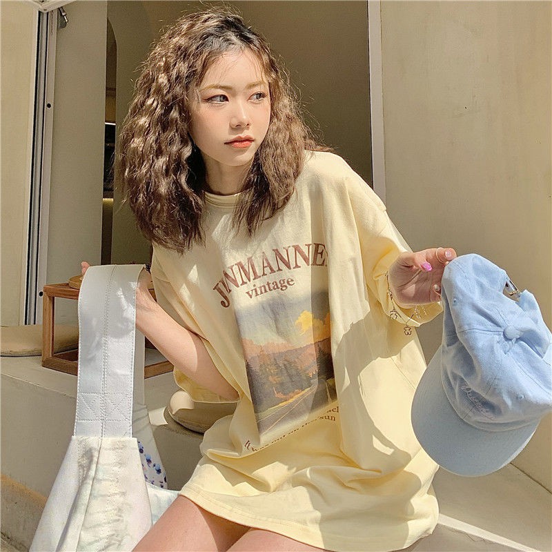 cotton-2022-summer-new-american-vintage-print-short-sleeves-t-shirt-girl-ins-harajuku-style-loose-all-matching-top-fashi