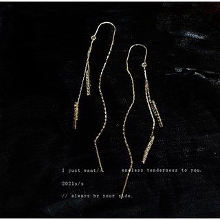 925 silver needle diamond geometric ear line temperament long retro earrings Korean cool style personality earrings temp