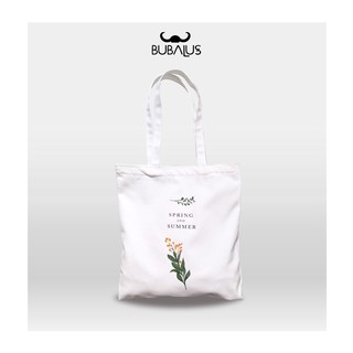 BBL-I071 🐃กระเป๋าผ้ามีซิป ทรงแบน Tote bag ลายดอกไม้ฤดูใบไม้ผลิ Spring&amp;Summer 🌻🌱