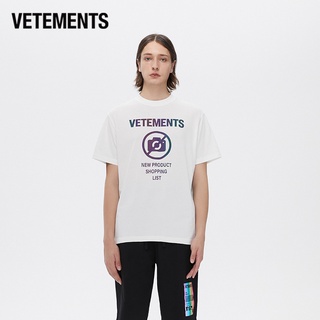 เสื้อยืดโอเวอร์ไซส์Vetements เสื้อแขนสั้นลําลอง ผ้าฝ้าย พิมพ์ลาย สีขาว แฟชั่นฤดูร้อน สําหรับคู่รักS-3XL