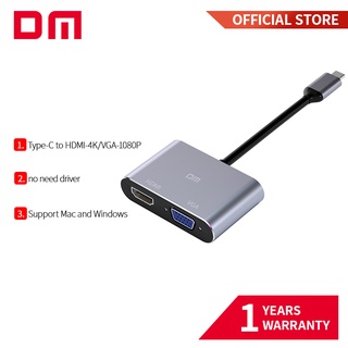 ตัวแปลง Type C เป็น HDMI และ VGA ไม่ต้องใช้ไดรเวอร์ CHB016