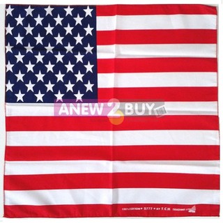 ภาพขนาดย่อของภาพหน้าปกสินค้าผ้าลายธงชาติอเมริกา ใช้พันคอหรือโพกหัวได้ (Bandana American Flag Scarf) จากร้าน anew2buy บน Shopee