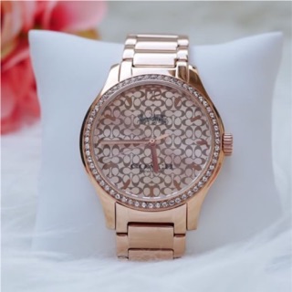 (ผ่อน0%) นาฬิกา COACH Ladies Maddy Rose Gold Bracelet Watch w/Swarovski Crystal W6214 37 มม. 14502735 สแตนเลส สีโรสโกลด์