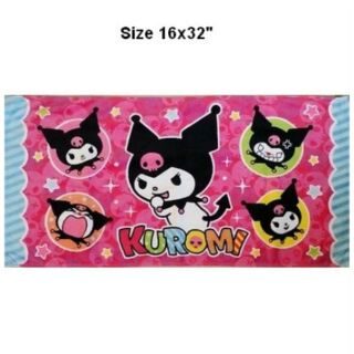 ลิขสิทธิ์แท้ ผ้าขนหนู ลาย Kuromi คุโรมิ ผ้านิ่ม ขนาด 16X32นิ้ว ราคาป้าย 290บ.