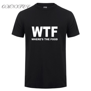 [S-5XL]Omnitee เสื้อยืดแขนสั้น ผ้าฝ้าย พิมพ์ลาย WTF Where is the Food แฟชั่นฤดูร้อน สําหรับผู้ชาย