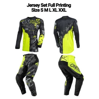 Hitam HIJAU Jersey Set เสื้อแขนสั้น กางเกงขายาว พิมพ์ลาย สีดํา สีเขียว 10 ชิ้น