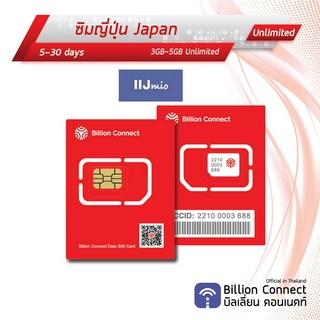 Japan Sim Card Unlimited 3GB-5GB IIJ mio : ซิมญี่ปุ่น 5-30วัน by ซิมต่างประเทศ Billion Connect Official