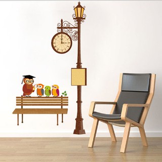 Transparent wall sticker สติ๊กเกอร์ติดผนัง เสาไฟ "Owl" (กว้าง85cm.xสูง140cm.)