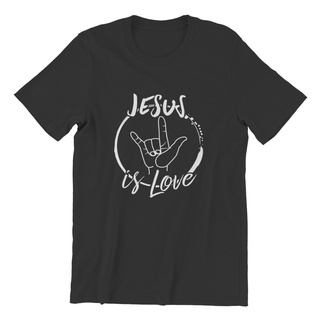 เสื้อยืดผ้าฝ้ายเสื้อยืดแขนสั้น พิมพ์ลาย Jesus Is Love Deaf Sign แฟชั่นฤดูร้อน สําหรับผู้ชายL XL  XXL 3XL