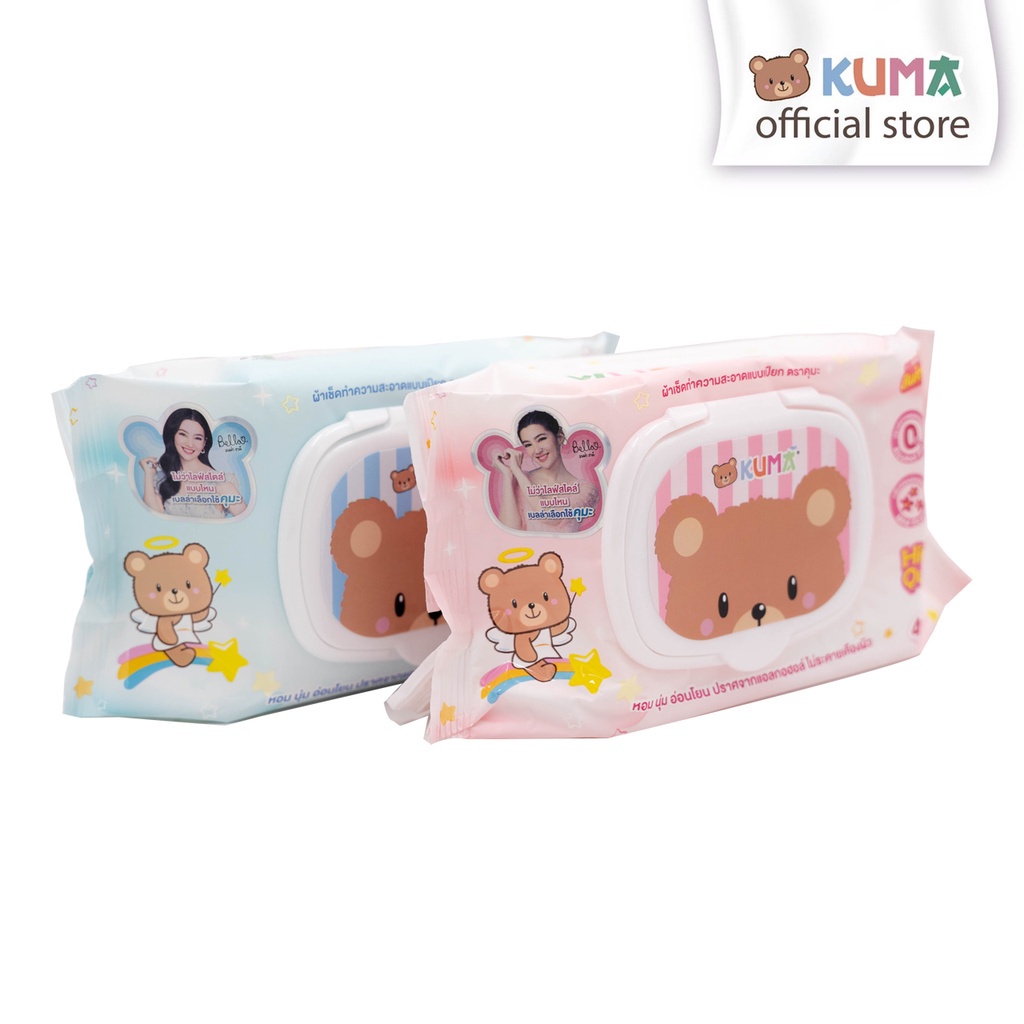 ภาพหน้าปกสินค้าKUMA ทิชชู่เปียก รุ่นฝาปิด 40 แผ่น : 1 ห่อ (คละสี) จากร้าน kuma_thailand บน Shopee