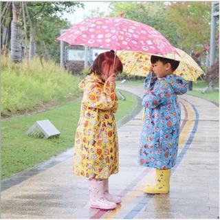 พร้อมส่ง เสื้อกันฝนเด็ก เสื้อกันฝนลายการ์ตูน ผ้ากันฝนเด็ก มีหมวกคลุมหัว มีถุงใส่เสื้อ