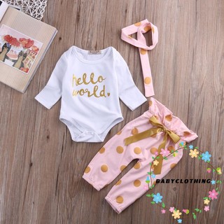 N.B-เด็กทารกแรกเกิดทารกทารก HELLO WORLD Romper Tops + ชุดเสื้อผ้า Bodysuit