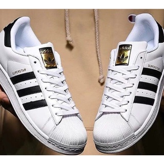 แท้ Adidas Superstar ของแท้ 💯% แถบดำป้ายทอง ，รองเท้ากีฬาสบาย ๆ