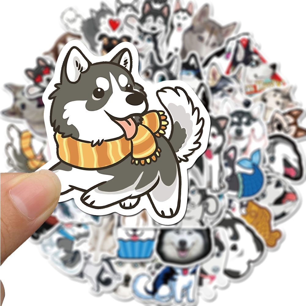 สติ๊กเกอร์ลายสัตว์เลี้ยง-siberian-husky-กันน้ํา-50-ชิ้น