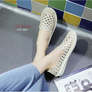 CCL-B25 รองเท้าคัชชูลำลอง วัสดุหนัง PU ปักสไตล์เกาหลีน่ารัก กุ๊นขอบล่างดูดี