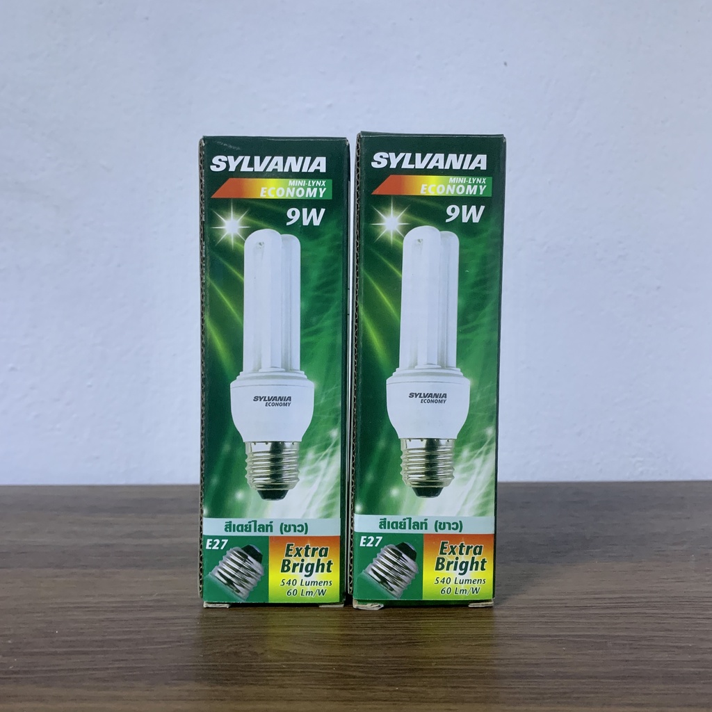 แพ็ก-2-ดวง-sylvania-หลอดตะเกียบ-หลอดประหยัดไฟ-9w-ขั้วe27-mini-lynx-economy-2u-865-แสงขาว