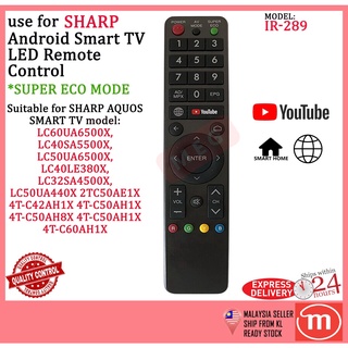 Sharp AQUOS สมาร์ททีวี แอนดรอยด์ รีโมตคอนโทรล เปลี่ยนทดแทนด้วย YOUTUBE SUPER ECO MODE & BROWSER IR-289