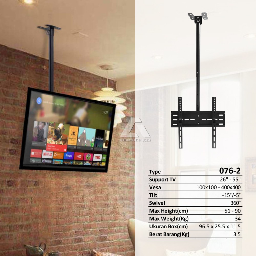 ภาพหน้าปกสินค้า9Gadget - ขาแขวนทีวี ติดเพดาน ปรับมุมได้ 26 - 55 นิ้ว แบบ ที่ยึดทีวี ที่แขวนทีวี ขาแขวนยึดทีวี ขายึดทีวี เหล็กหนา - Full Motion Plasma TV LCD LED Ceiling 076-2 DS076-2 จากร้าน napapron01 บน Shopee