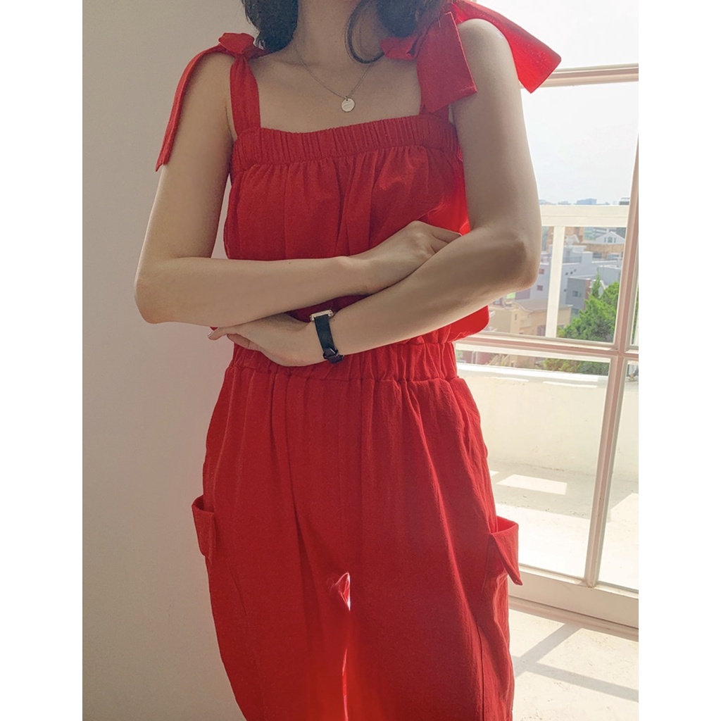 พร้อมส่ง-red-alice-jumpsuit-c3071-จั๊มสุทขายาว-จั๊มสูทขายาวผูกโบว์