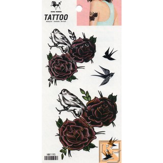 Tattoo Fashion ลาย กุหลาบ นก Rose Bird แท็ททู สติกเกอร์ ็HM1195