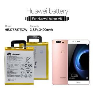 แบตเตอรี่ Huawei Honor V8/T18287-2013 Hua Wei โทรศัพท์เดิมแบตเตอรี่ HB376787ECW สำหรับ  เปลี่ยนแบตเตอรี่ 3500mAh