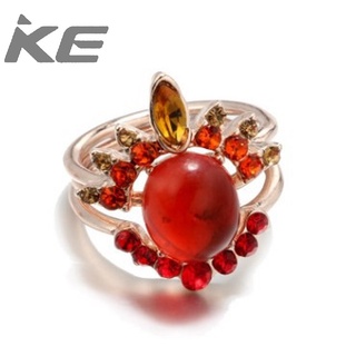 Simple popular red gemstone 3-piece combination set opal crown ring set female for girls for w