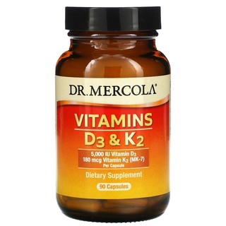 💥สินค้าUSA🇺🇸Dr. Mercola, Vitamins D3 &amp; K2, 30 Capsules