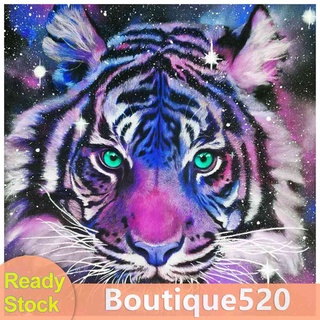♚พร้อมส่ง♚[boutique520.th] ภาพวาดปักเพชร พลอยเทียม เรซิน ทรงกลม รูปเสือ แฮนด์เมด สําหรับตกแต่งผนัง