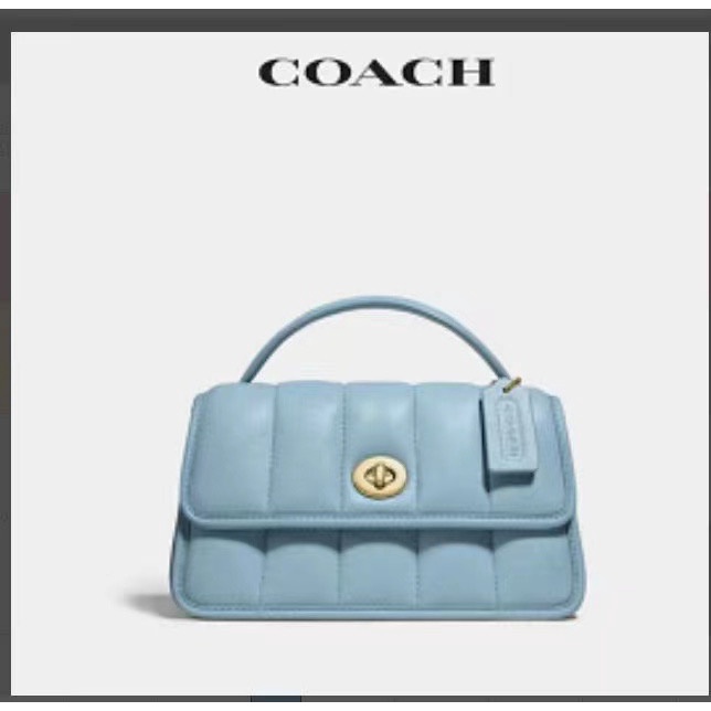 coach-c3845-3845-ผู้หญิงควิลท์-20-หมุนล็อคกระเป๋าคลัทช์สีทึบเรียบง่าย