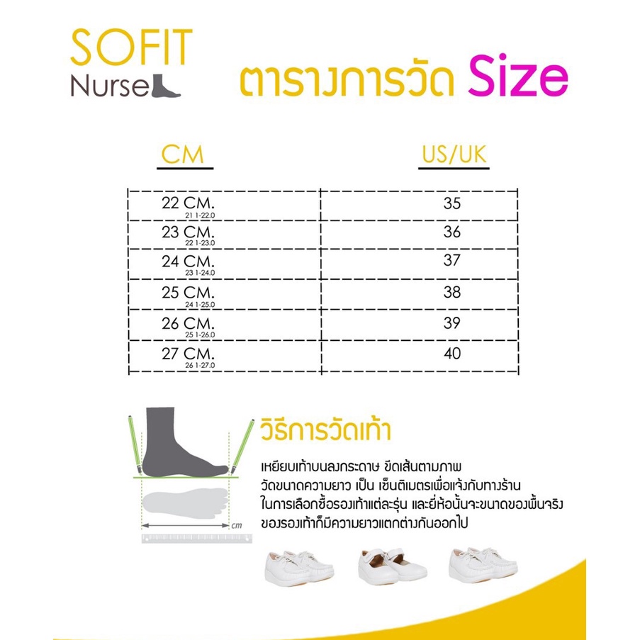 sofit-รองเท้าพยาบาล-สีขาว-หนังแท้100-แบรนด์แท้ส่งจากโรงงานผลิต