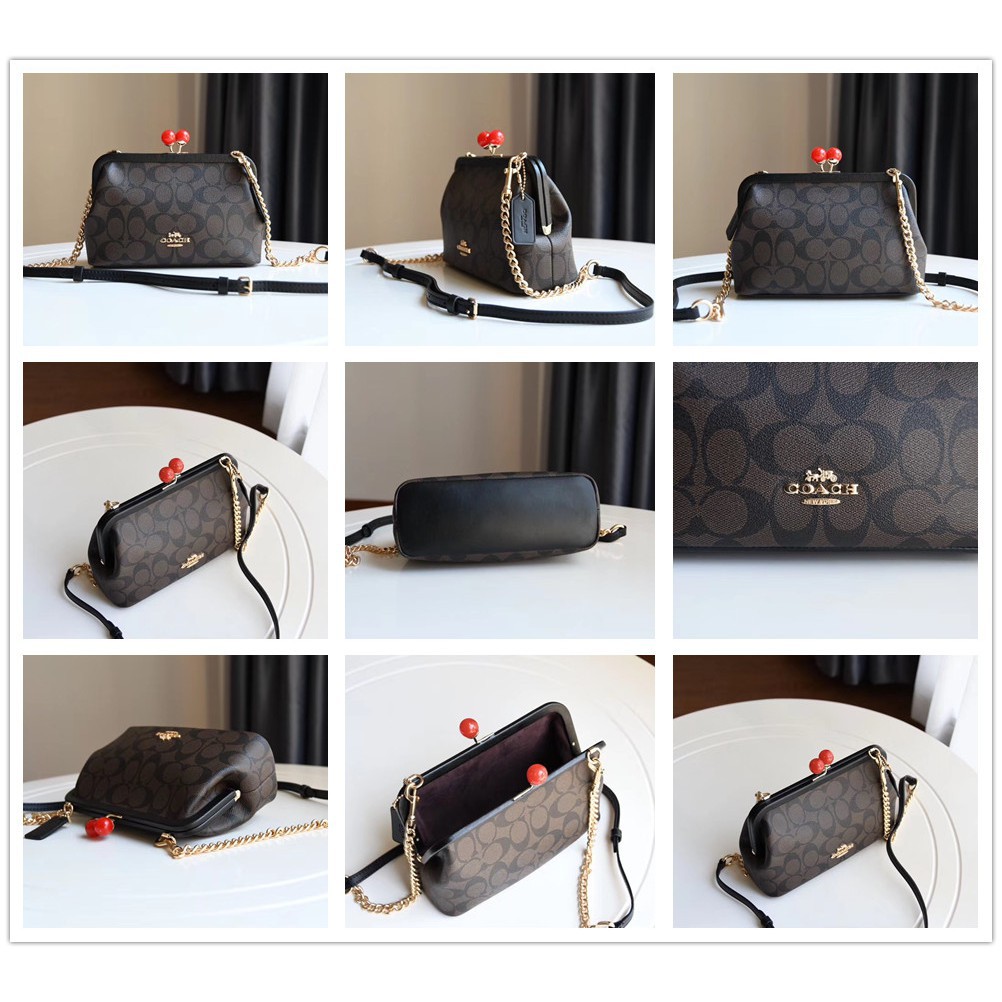 outlet-coach-แท้-กระเป๋าสะพายข้างผู้หญิง-c1452-c1451-nora-kisslock-กระเป๋าสะพายสายโซ่สะพายไหล่