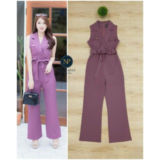 PRESENTED BY NANNAPAT :Jumpsuit ซิปหลัง แต่งกระเป๋าคู่หน้าเก๋ๆ มาพร้อมสายผูกเอว